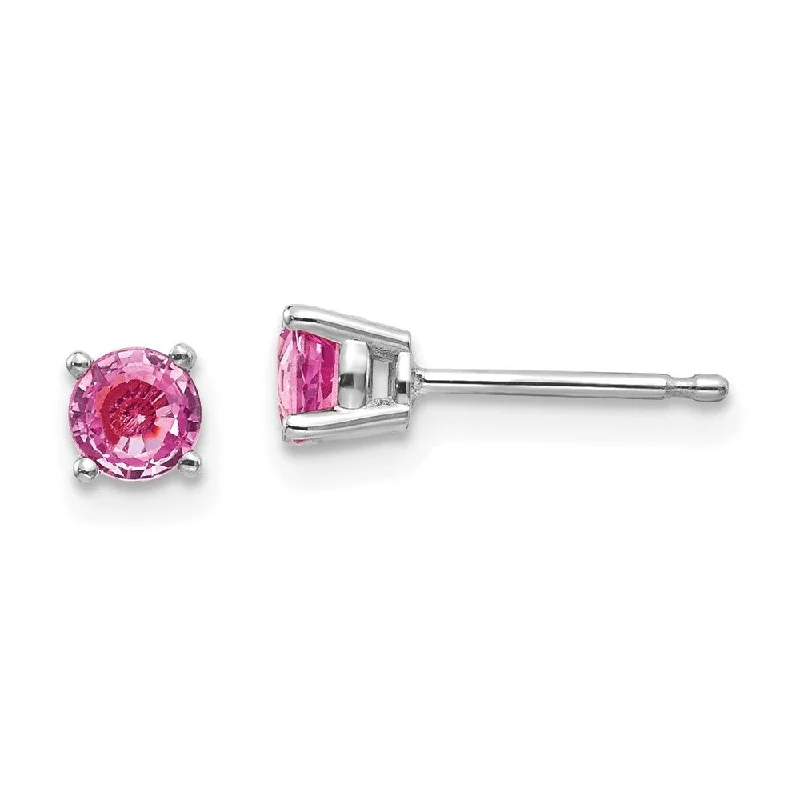 14k White Gold Pink Gemstone Stud Earrings (L-4 mm, W-4 mm)