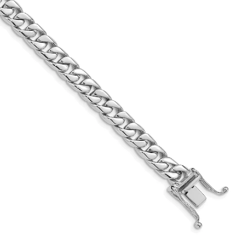 6mm 14k White Gold Solid Curb Link Chain Bracelet