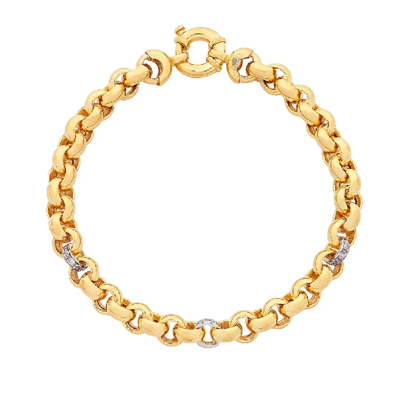 9ct Yellow Gold Silver Infused Belcher Bracelet