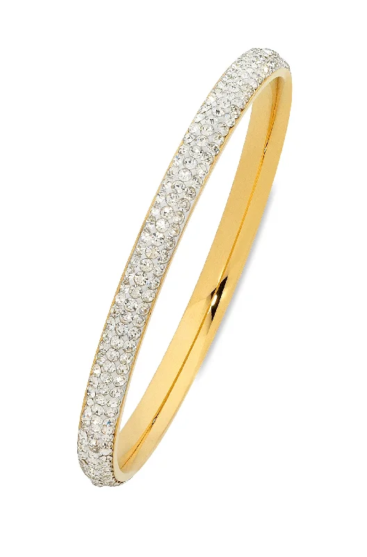 Yellow Stainless Steel Pave Crystal Bangle 60-63-65mm