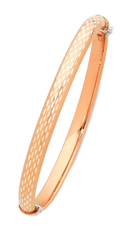 9ct Two Tone Gold Silver Infused Hinged Bangle