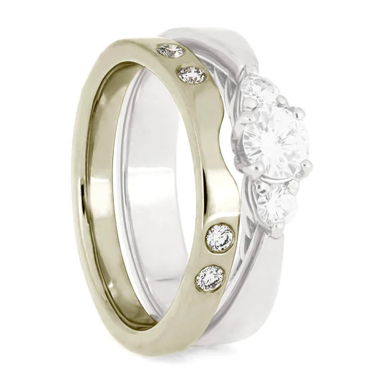 Moissanite Women's Wedding Band With Curve