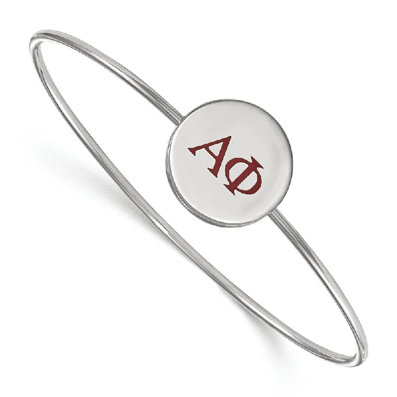 Sterling Silver Alpha Phi Enamel Greek Letters Bangle - 8 in.