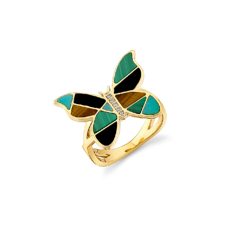 Gold & Diamond Mosaic Butterfly Ring