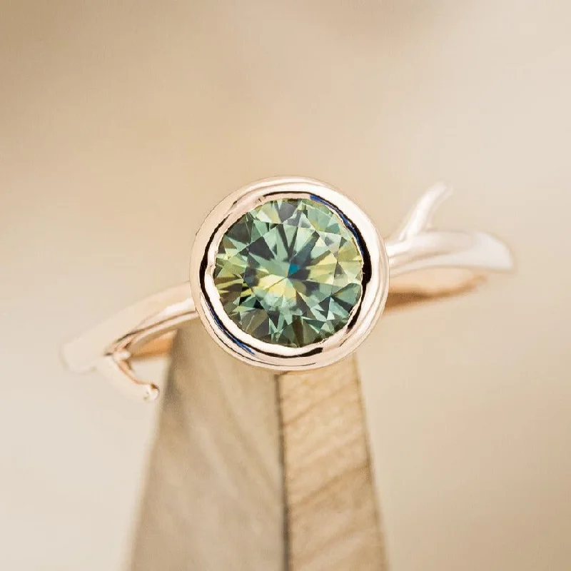 "ARTEMIS" - BEZEL SET ENGAGEMENT RING WITH ANTLER-STYLE BAND - MOUNTING ONLY - SELECT YOUR OWN STONE