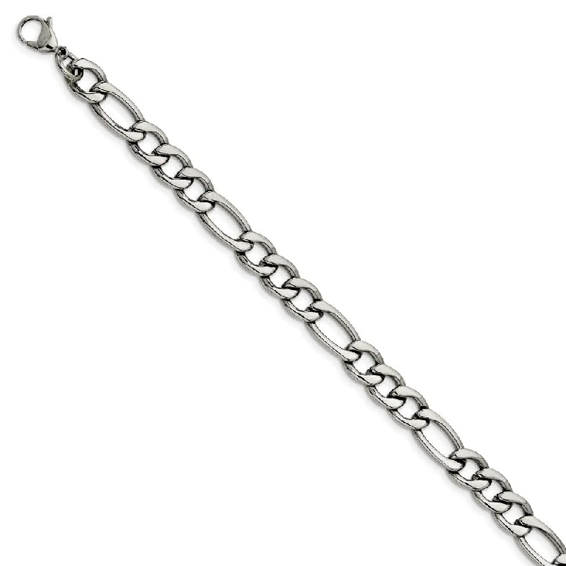 Men's Stainless Steel 8.4mm Figaro Chain Bracelet, 9 Inch