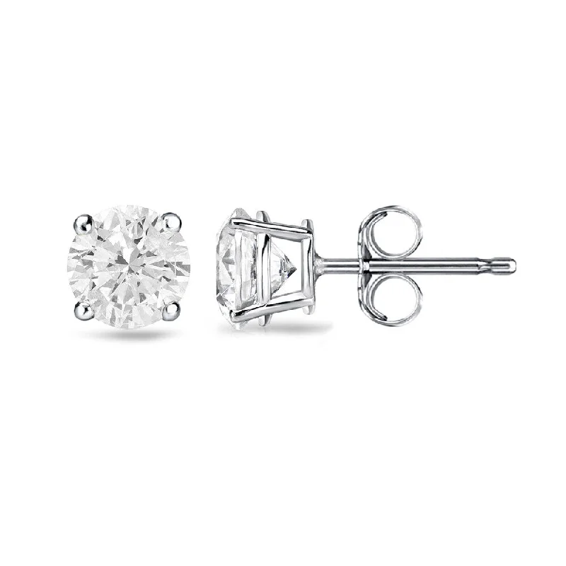 14k Gold Round 3/4ct TW Clarity Enhanced Diamond Stud Earrings (H-I, I1-I2) - White H-I