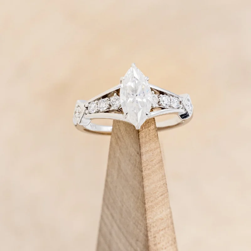 "PERSEPHONE" - MARQUISE-CUT MOISSANITE ENGAGEMENT RING WITH DIAMOND ACCENTS