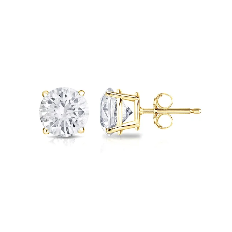 18k Gold Round 1/2ct TW Clarity Enhanced Diamond Stud Earrings (H-I, SI1-SI2)