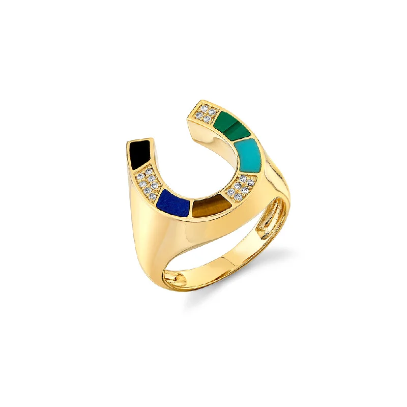 Gold & Diamond Mosaic Horseshoe Ring