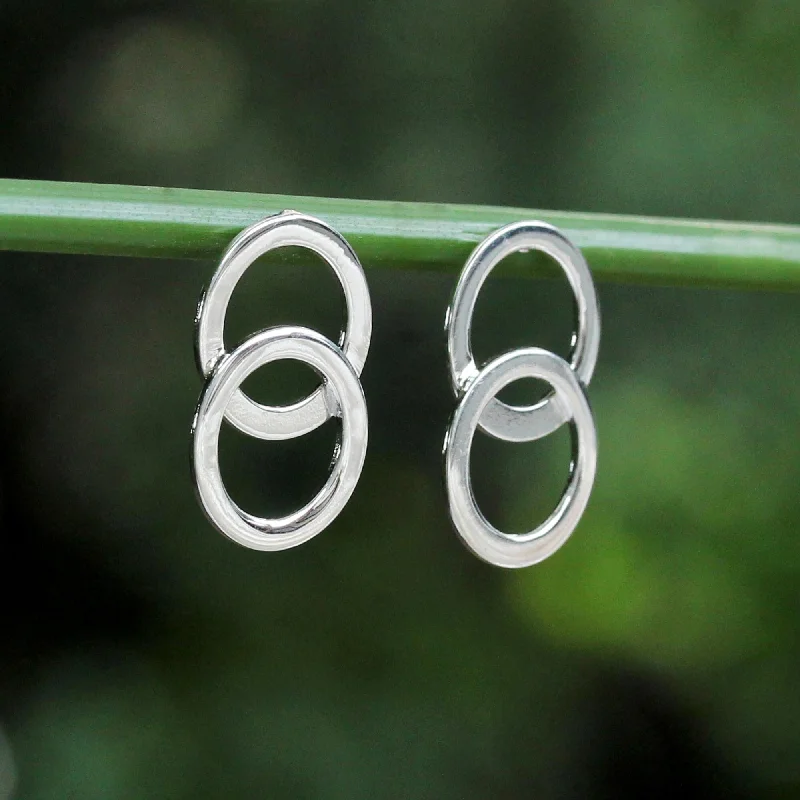 Sterling Silver 'Forever Circles' Earrings - 0.8L*0.6W