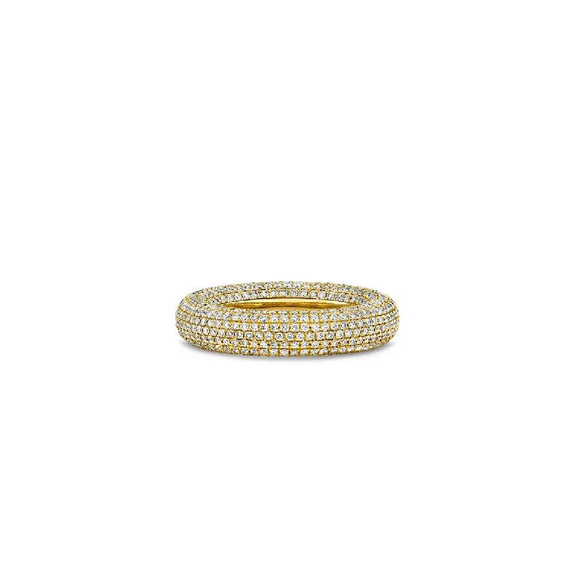 Gold & Pave Diamond Puffy Ring