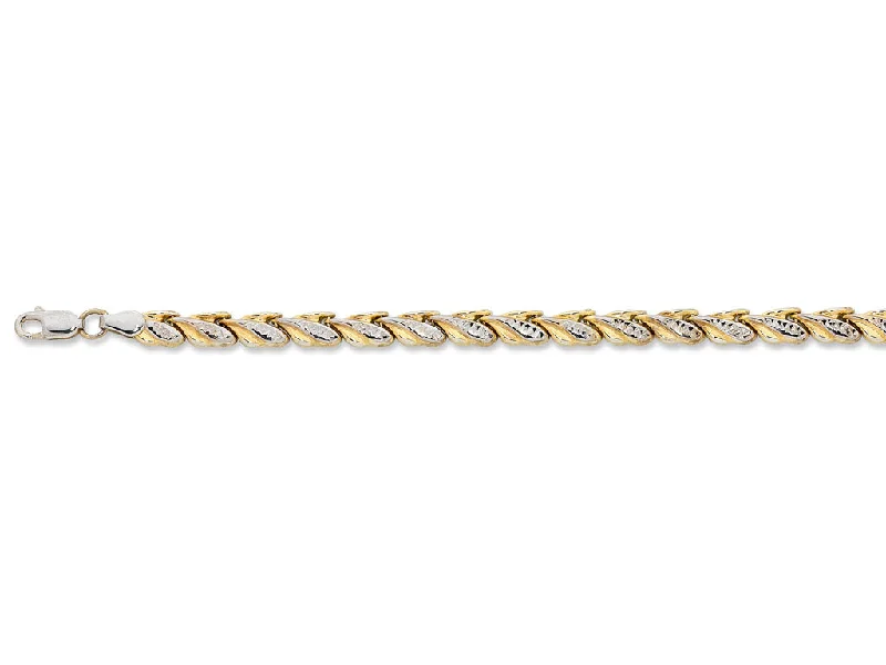 9ct Two Tone Gold Silver Infused Fancy Bracelet