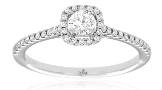 14 Karat White Halo Engagement Ring