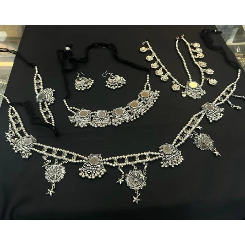 Akruti Collection Oxidised  Plated Mirror Combo Set