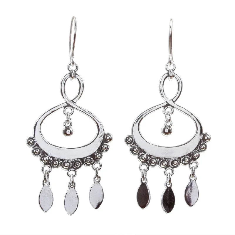 NOVICA Infinite Joy, Sterling silver chandelier earrings - 2.6*1.1