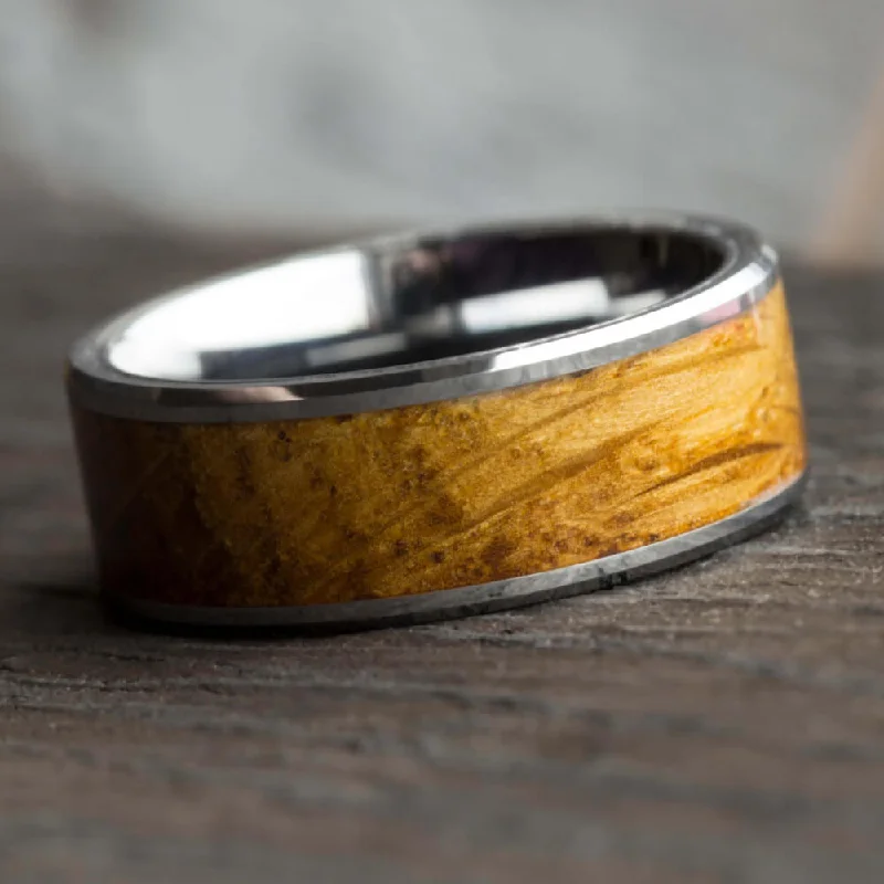 Tungsten & Whiskey Barrel Oak Wood Ring