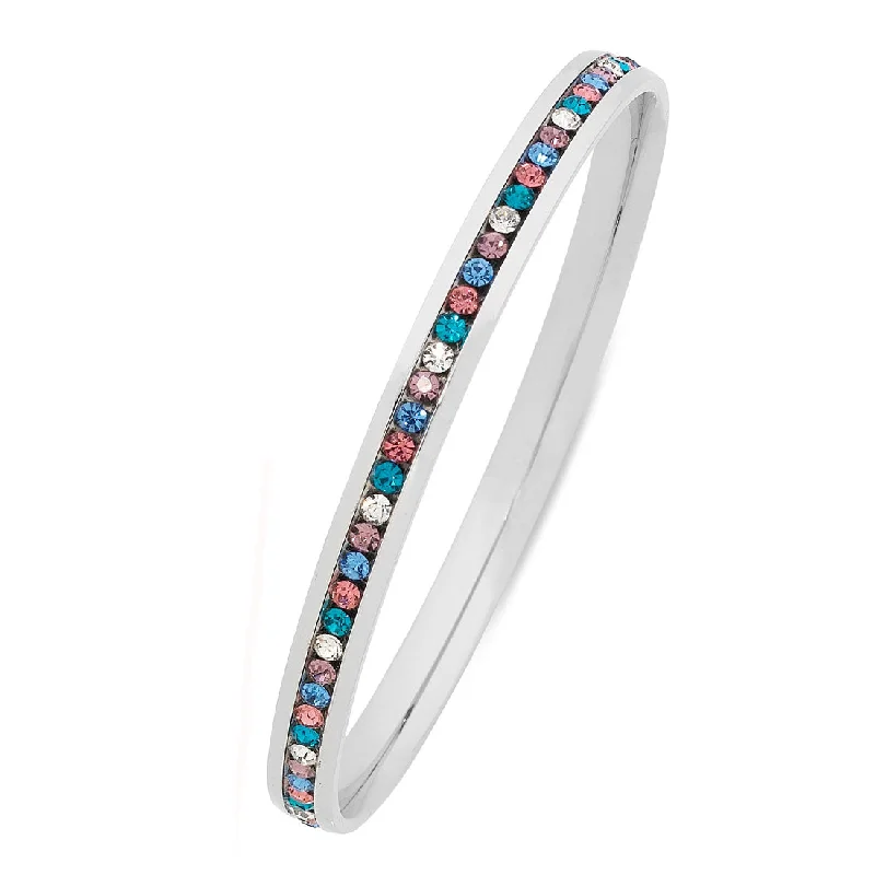 Stainless Steel Multicolour Crystal Bangle