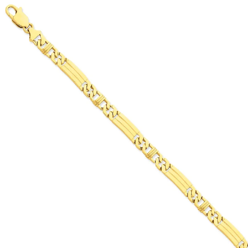 Men's 14k Yellow Gold, 7mm Fancy Link Bracelet, 8 Inch