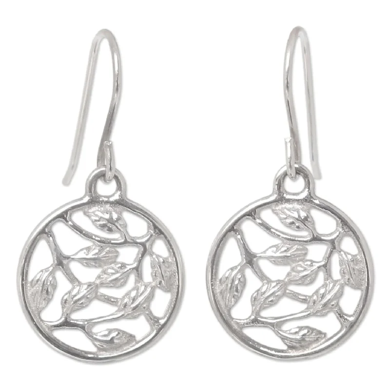 Handmade Sterling Silver 'Moonlit Leaves' Earrings (Thailand)