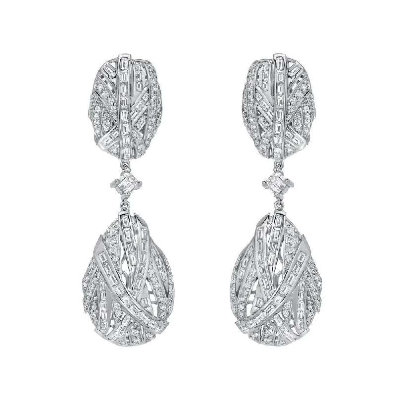 Auriya Unique 7 1/2ct TW Pave Diamond Dangle Earrings 14k White Gold (H-I, SI1-SI2)