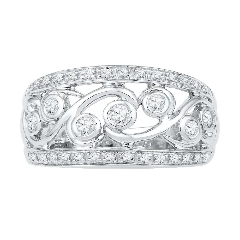 Vintage Style Diamond Swirl Fashion Ring