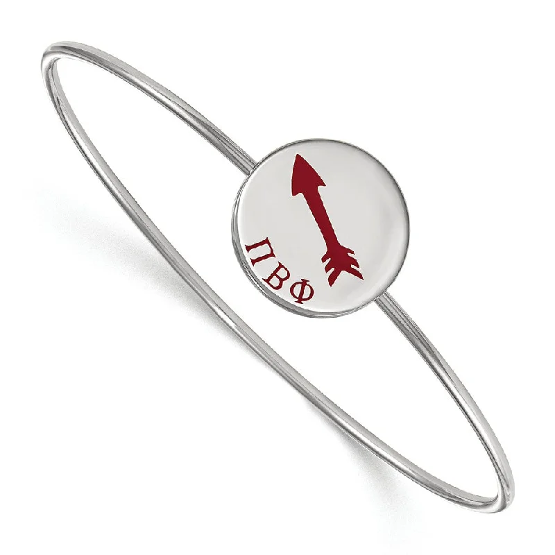 Sterling Silver Pi Beta Phi Enamel Arrow Bangle - 7 in.