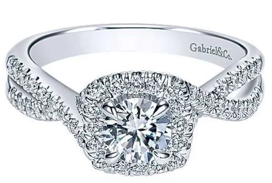 14 Karat White Halo Engagement Ring