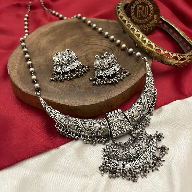 FS Collection Oxidised Plated Necklace Set