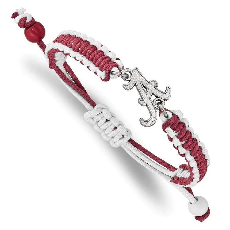 Stainless Steel U. of Alabama Adjustable Nylon Cord Bracelet, 9 Inch