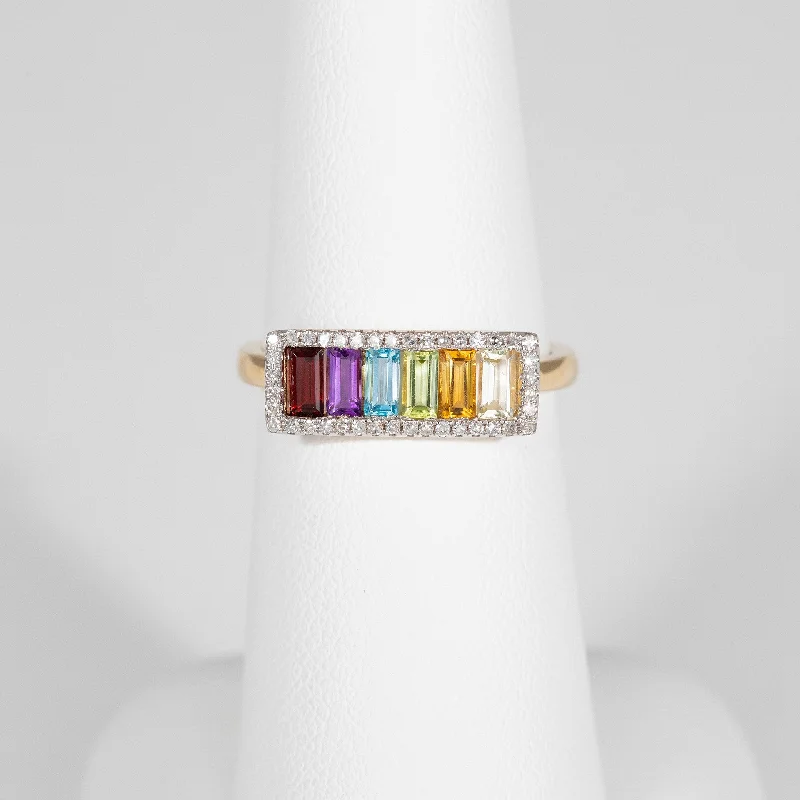 14kt Yellow Gold Multi Colored Gemstone Ring