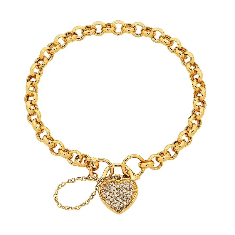 9ct Gold Silver Infused Cubic Zirconia Padlock Bracelet