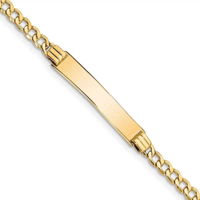 14k Yellow Gold 7/8 Inch Plate I.D. Bracelet with Lobster Clasp, 7 In.