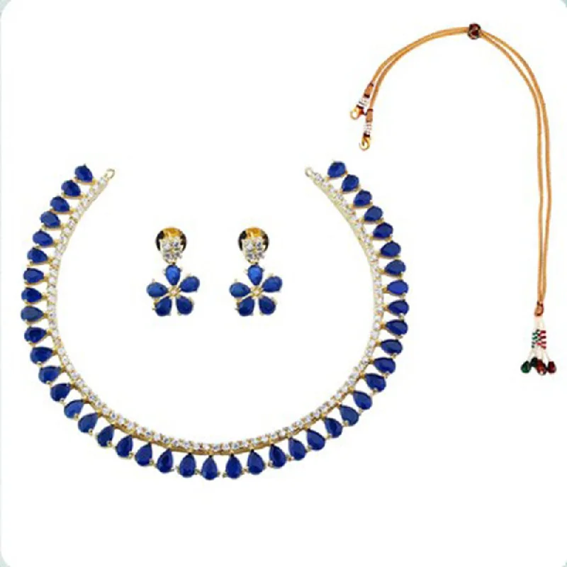 Beeji Creations Gold Plated  Crystal Stone Necklace Set