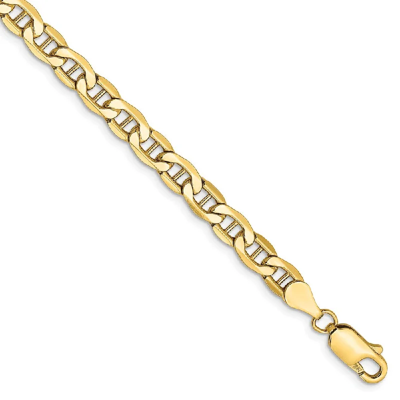 4.75mm, 14k Yellow Gold, Hollow Anchor Link Chain Bracelet, 8 Inch