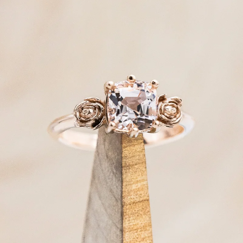 "EVIE" - METAL ROSE ACCENTS ENGAGEMENT RING - MOUNTING ONLY - SELECT YOUR OWN STONE