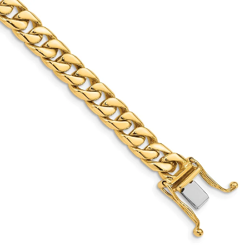 Men's 14k Yellow Gold, 6.8mm Flat Beveled Curb Chain Bracelet, 8 Inch