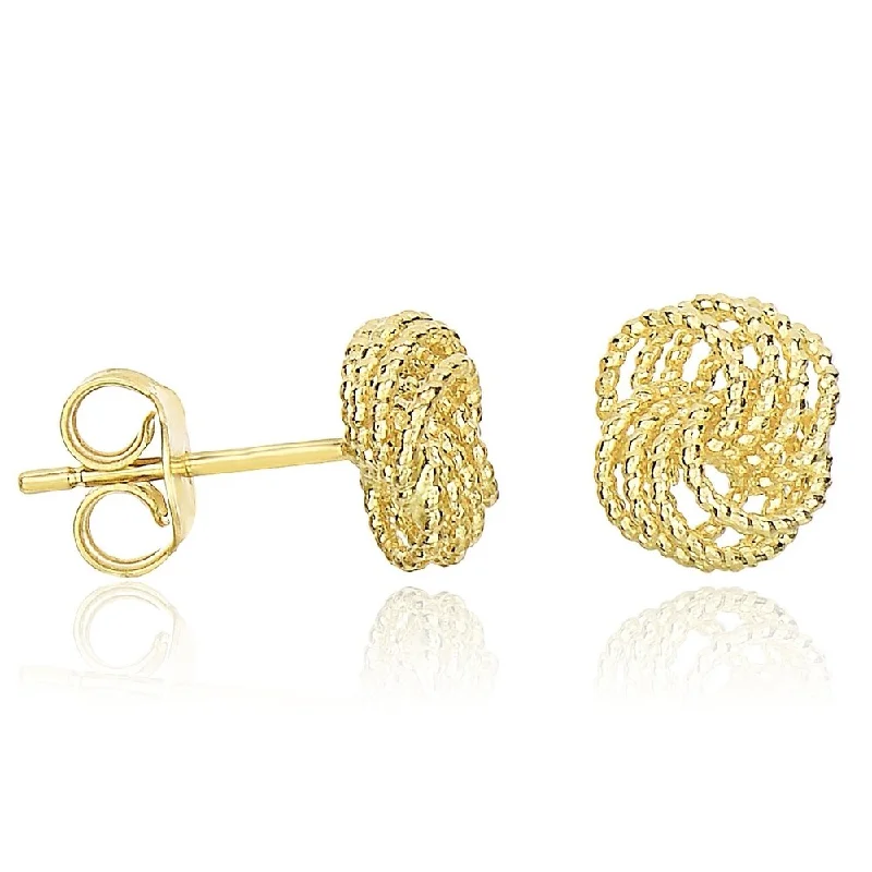 14k Yellow Gold Textured Finish Love Knot Style Earrings