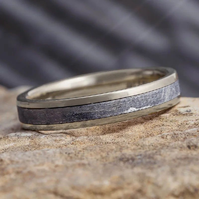 Thin Gibeon Meteorite Wedding Band, 4mm Ring