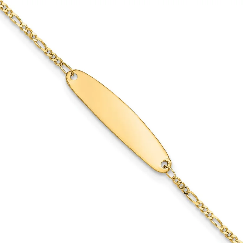 Children's Figaro Chain Oval I.D. Bracelet in 14k Yellow Gold - 6 Inch