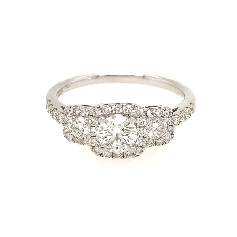 14 Karat White Halo Engagement Ring