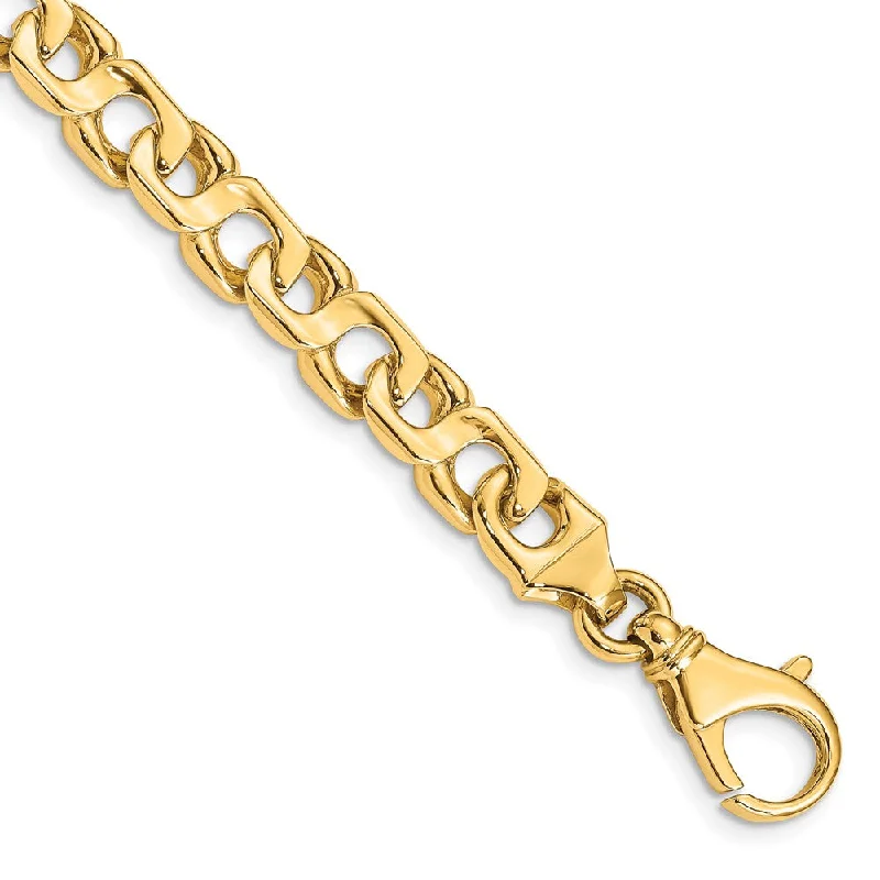 14K Yellow or White Gold, 7.5mm Fancy Figure-8 Chain Bracelet, 8 Inch