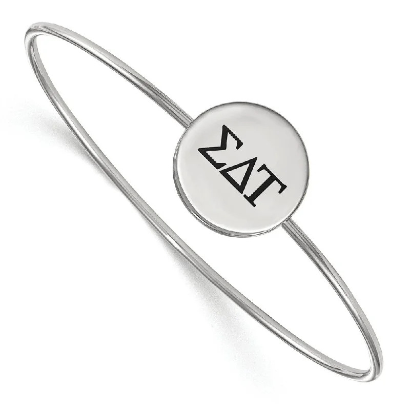 Sterling Silver Sigma Delta Tau Enamel Greek Letters Bangle - 7 in.