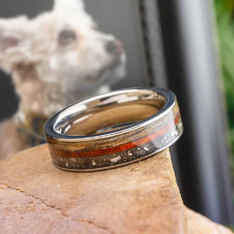 Memorial Ring With Ashes, Fur, and Wood