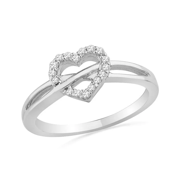 Diamond Crisscross Heart Promise Ring