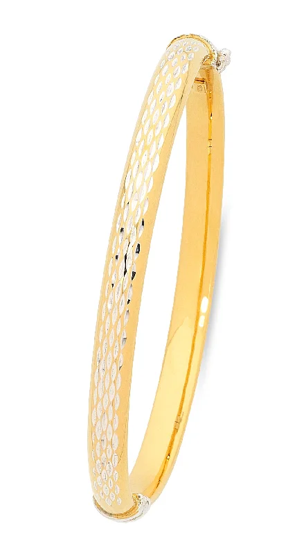 9ct Two Tone Gold Silver Infused Bangle