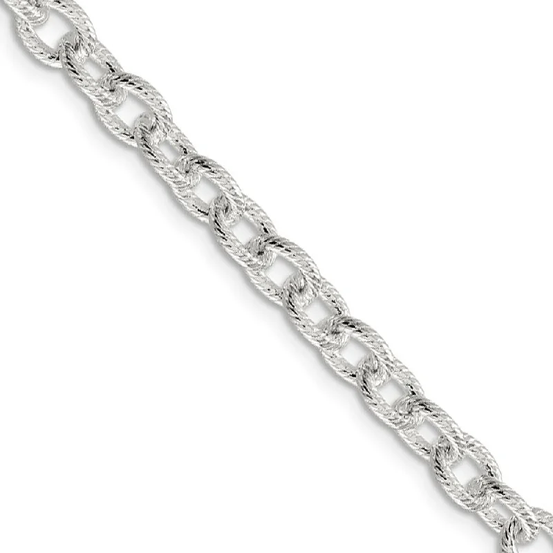 6.25mm, Sterling Silver Fancy Solid Rolo Chain Bracelet