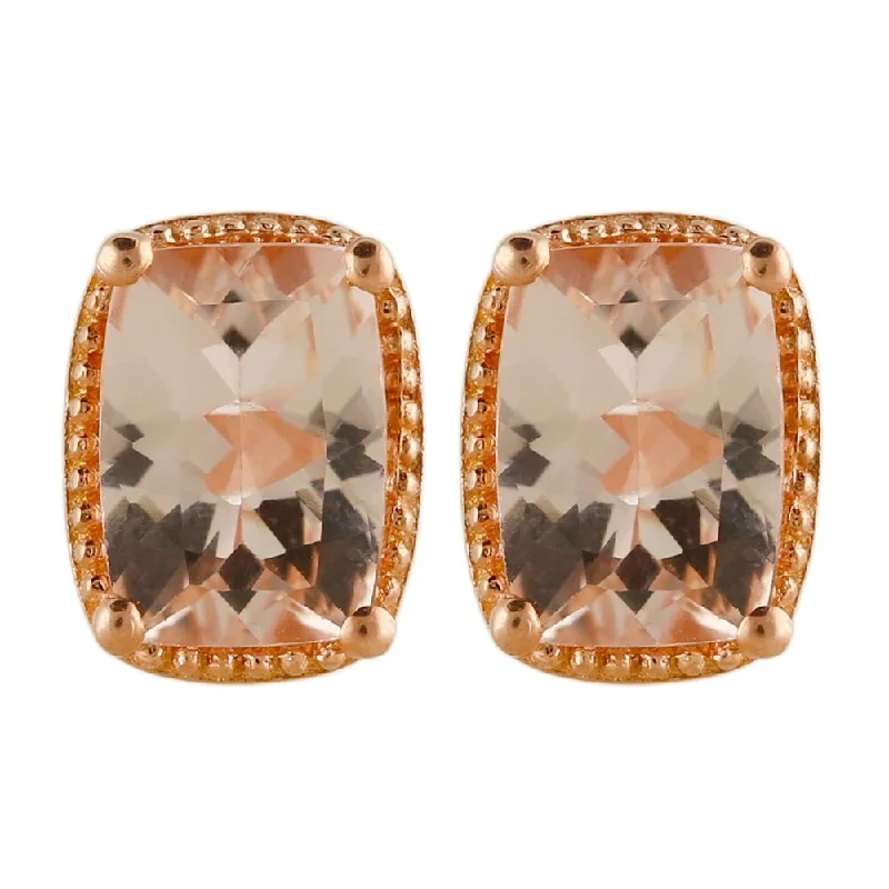 14K Rose Vermeil 1.5ctw Morganite Earrings - Peach