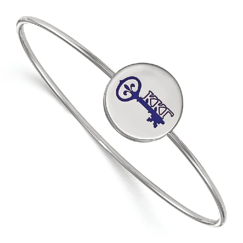 Sterling Silver Kappa Kappa Gamma Enamel Key Bangle - 7 in.