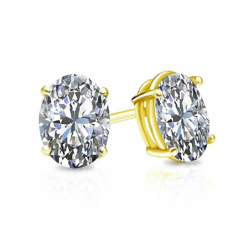 Auriya 2ctw Oval Diamond Stud Earrings 14k Gold (G-H, SI1-SI2)